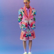 野台戲佈景山水印花oversize西裝外套