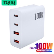 อะแดปเตอร์แปลงไฟ TQUQ 100W 4พอร์ตที่ชาร์จ USB C PD แท่นชาร์จ Type-C PPS 45W สำหรับ MacBook Pro, iPhone 14, Galaxy S22