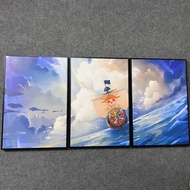 Set of 3 Canvas Paintings of Boats and Seas of Luffy Pirates