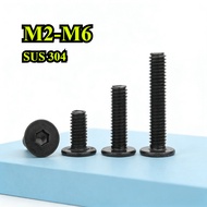 [ZQ-R] Black 304 Stainless Steel CM Thin Flat Head Hexagon Socket Screw Countersunk Head Bolt Flat H