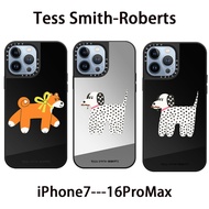 For iPhone 15 16 Pro Max CASETIFY【Cute ins bow zebra dog】Hard Phone Case iPhone 14 Pro Max Mirror Ca