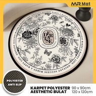 MR MAT Minimalist Aesthetic Motif Floor Carpet Round Polyester Carpet 90x90 & 120x120cm Round Anti-S