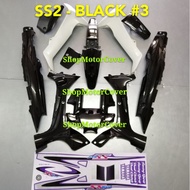 YAMAHA SS2 Y110-2 BODY COVER SET FULL BLACK WITH STICKER#3 (HLD) YAMAHA SS SS2 Y110 2 COVERSET HITAM METALIC PENUH BK