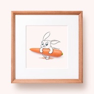 能量棒 | 原創插畫 滿載的兔子 裝飾畫 榫卯實木畫框 兔年禮物