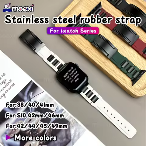 For S28 Ultra Stainless steel rubber Strap W27 FK88 Z08 Band S8 HK8 HK9 ProMax S9 HW68 HW57 HW22 HW9