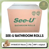 SEE U Bathroom Tissue Roll contains 10 packs (100 Rolls) | 215 sheets | Toilet Roll Tissue | 2 Ply |
