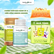 Combo Mầm Đậu Nành Úc Healthy Care Super Lecithin 1200mg 100 Viên & Viên Uống Bổ Não Healthy Care Gi