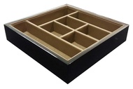 Tray made from gloss wood (W01-024) ถาดอเนกประสงค์ ทำจากไม้เงา ด้านใน หนัง PU ขนาด 25x25x5 cm
