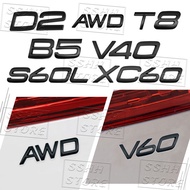 3D Metal Black Car Letter Logo Emblem Badge Sticker For Volvo D2 D3 D4 D5 D6 D7 D8 T4 T5 T6 T8 B3 B4