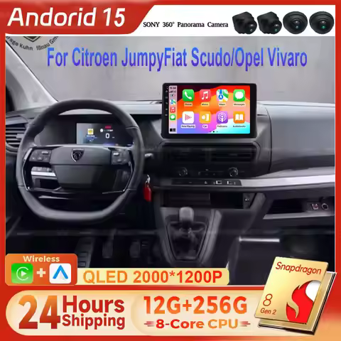 Android 15 System for Citroen Jumpy Fiat Scudo Opel Vivaro Toyota Proace Peugeot Traveller/Expert - 