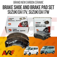 BRAKE SHOE AND BRAKE PAD SET FOR SUZUKI EVERY MINIVAN DA17V, DA17W CARBON CERAMIC