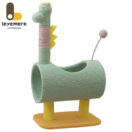 Leyemero Cartoon Little Dinosaur Cat Tree Cat Tunnel Sisal Scratching Post Cat Toy