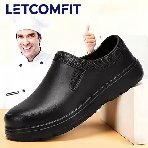 Men's Chef Shoes Anti Slip Oil Resistant Dirt Resistant Shoes Kitchen Work Shoes Quick Dry Rain Shoe
