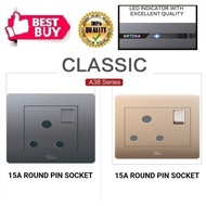 15A Round Pin Socket (A38 Series) (Dark Grey/Gold) (ARTDNA)