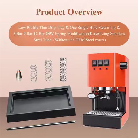 FSLH Low Profile Thin Drip Tray & Hole Steam Tip & Spring Modification Kit, For Gaggia Classic Pro E