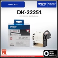Brother Original Genuine DK‑22251 Black and Red on White Continuous Paper Label Tape 62 mm × 15.24 m