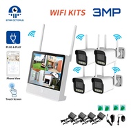 STAR-OCTOPUS 3MP NVR WiFi Screen Monitor + 4pc 1080P WiFi IP Camera 2-Way Audio Night Vision DPJ4030