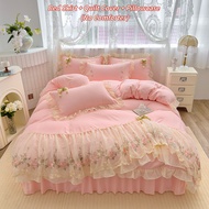 [New Arrival] Princess Style Set Cadar Pengantin Exquisite Lace Embroidery Bed Skirt Coquette Bedshe