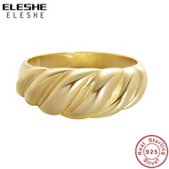 ELESHE Authentic 925 Sterling Silver Finger Rings 18K Gold Plated Croissant Dome Rings For Women  Fashion Jewelry