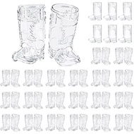 Cowboy Boot Shot Glasses, 48 Pcs 1 Oz Mini Plastic Boot Cups (Clear)