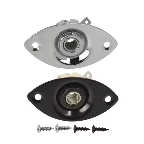 FLEOR 1/4'' 6.35mm Guitar Jack Output Jack Socket for Electric Guitar Parts, Black / Chrome