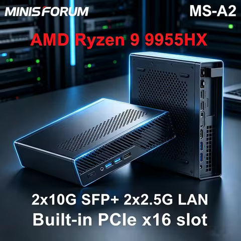 MINISFORUM MS-A2 Mini PC AMD Ryzen 9 9955HX R7 7745HX 2x10G SFP 2x2.5G LAN 3xNVMe Windows 11 Gaming 