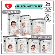 Applecrumby Chlorine Free SlimDry EasyDay Tape Diapers / Premium Pull Up Diapers Twin Packs
