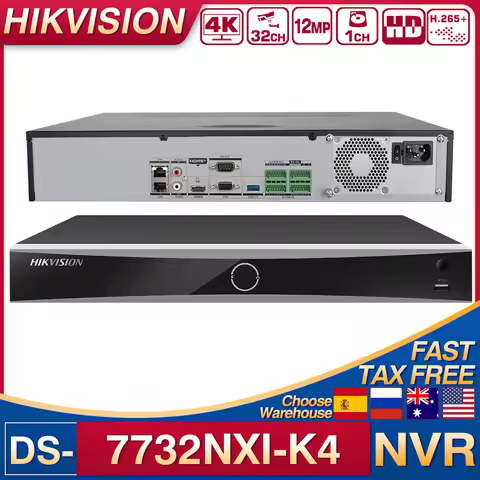 Original Hikvision 4K 32CH H.265+ 4HDD AcuSense NVR DS-7732NXI-K4 NVR CCTV Security Surveillance Net