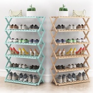 [in stock]Shoe Rack Multi-Layer Simple Household Economical Shelf Dormitory Door Storage Rack Installation-Free Folding Bamboo Shoe Cabinet