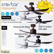 Crestar DC Ceiling Fan | ValueAir | Remote Control + 3 Tone LED Light | 3 / 5 Blades