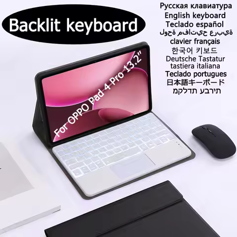 Backlit Keyboard with Trackpad for OPPO Pad 4 Pro Keyboard Case 13.2 inch Tablet Stand Cover Funda f