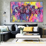 Abstract Running Horses Oil Paintings Colorful Animal Painting on Canvas Modern