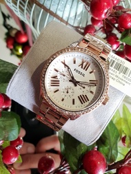 Guaranteed Original Fossil AM4630 Cecile Multifunction White Dial Rose Gold-tone Stainless Steel Ladies 40 mm Watch