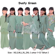 🔥(KIDS 1-12 TAHUN) TEMA BAJU KURUNG DUSTY GREEN RAYA 2025 | BAJU KURUNG MODEN RIAU KEBAYA LACE SULAM
