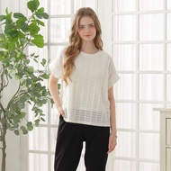 [CUMAR] Hollow Geometric Lace Sleeve Top White