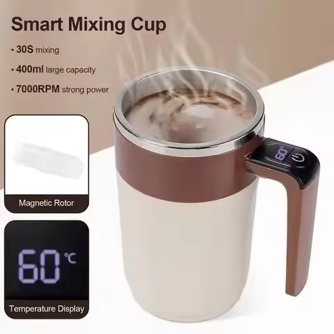 Automatic Stirring Coffee Cup With Temperature Display Rechargeable Self Stirring Mug Stainless Stee