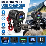 Motorcycle Handlebar Mount Charger, PD30W QC3.0 Fast Charging, Waterproof Cover, Digital Voltmeter D