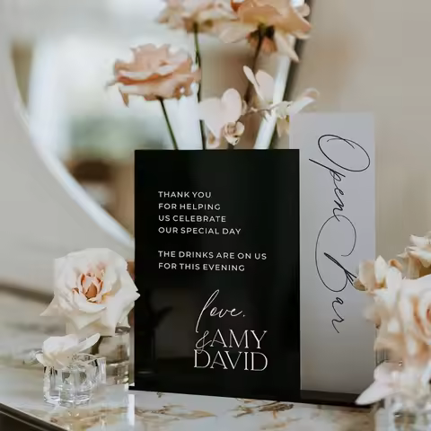 Open Bar Wedding Sign,Acrylic Bar Sign,Wedding Acrylic Signage,Wedding Bar Menu,Open Bar Menu Sign,D