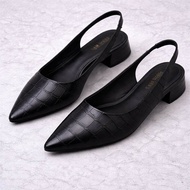 SAM SHOES Elora Pointed Slingback – Hitam Empuk & Nyaman  Sepatu Wanita Tinggi 3cm Motif Buaya
