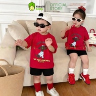 KIMCHIBABY Baby Girls'short sleeve Set 190gsm Cotton Fabric High Quality Soft and Cool Puppy Pattern