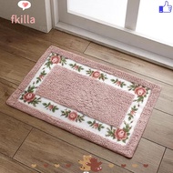 FKILLA 1 Pcs Flower Rug, Microfiber 16*24Inch Pink Rug,  Pink Absorbent Non-Skid Floral Bathroom Rug