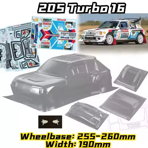 RC 205 Turbo 16 T16 WRC 1/10 Rally RC PC body shell lampshade 190mm width Transparent body shell RC 