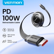 Vention 5A Retractable Cable USB Type C PD 100W Flat Cable for iPhone 17 16 15 Pro Max MacBook Pro S