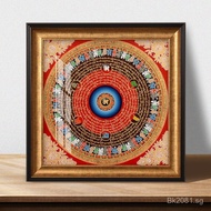 Yellow Green Zaki Tibetan Frame Vintage Tara Thangka Six-Word Mantra Buddha Statue Frame Mounting9ZR