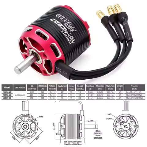 Surpass Hobby Outrunner Brushless Motor C2822 2826 2830 2834 2838 V2 for RC Fixed-wing Quadcopter Dr