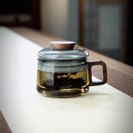 Glass Office Tea Cup Pier Cup Office Drinking Glass Household Wooden Handle Flower Tea Cup Tea Water