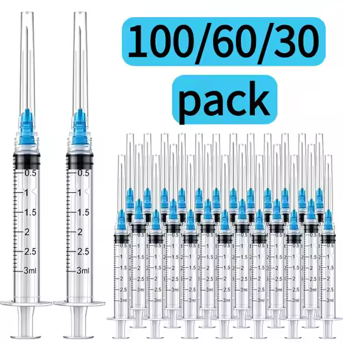 100/60/30pcs 3ml 23g 1in Luer Lock Lab Supplies,Dispensing Liquids