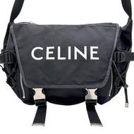 CELINECeline Trekking 男士黑色尼龍銀色五金斜背包