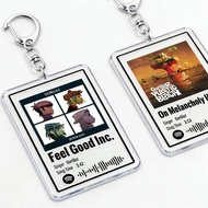 Gorillaz Feel Good Inc Demon Days Keychain Anime Band Acrylic Printed Spotify Code Backpack Hanging 