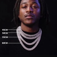Full Diamond Cuban Necklace for Men and Women, Trendy Hip-Hop Jackson Wang Style, American Niche Hig